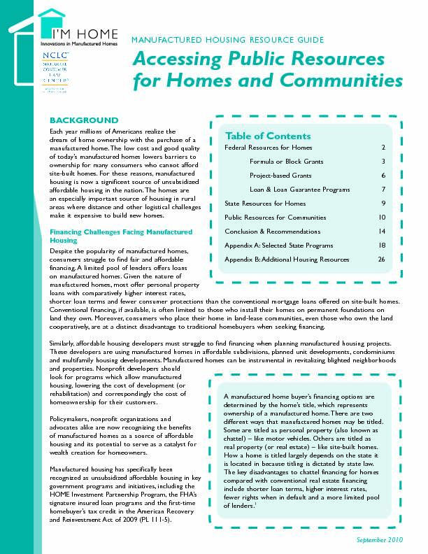 [PDF] Accessing Public Resources for Homes and Communities - National