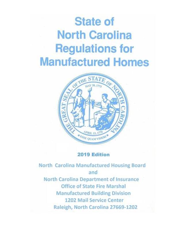 State of North Carolina Regulations for Manufactured Homes 2019