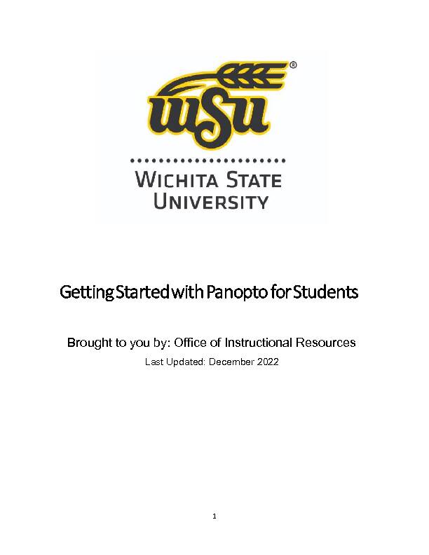 [PDF] Getting Started with Panopto for Students