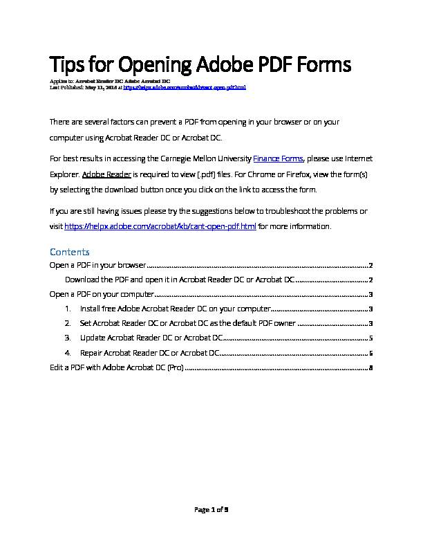Tips for Opening Adobe PDF Forms