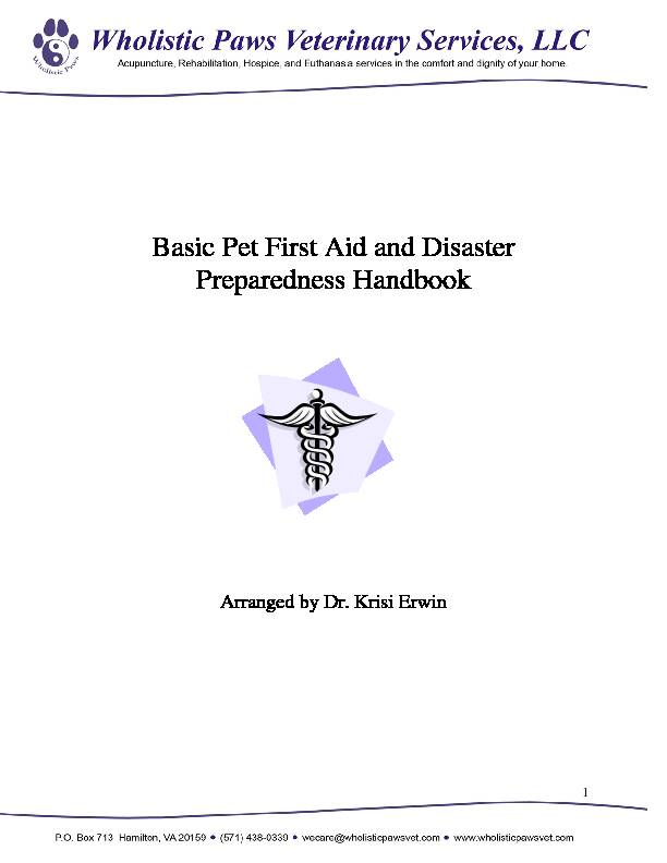 [PDF] Basic Pet First Aid and Disaster Preparedness Handbook