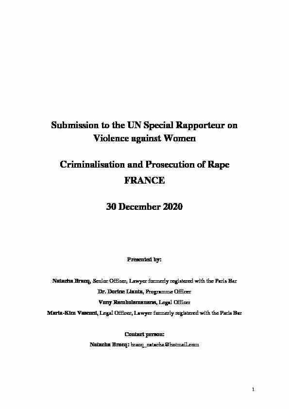 Submission to the UN Special Rapporteur on Violence against
