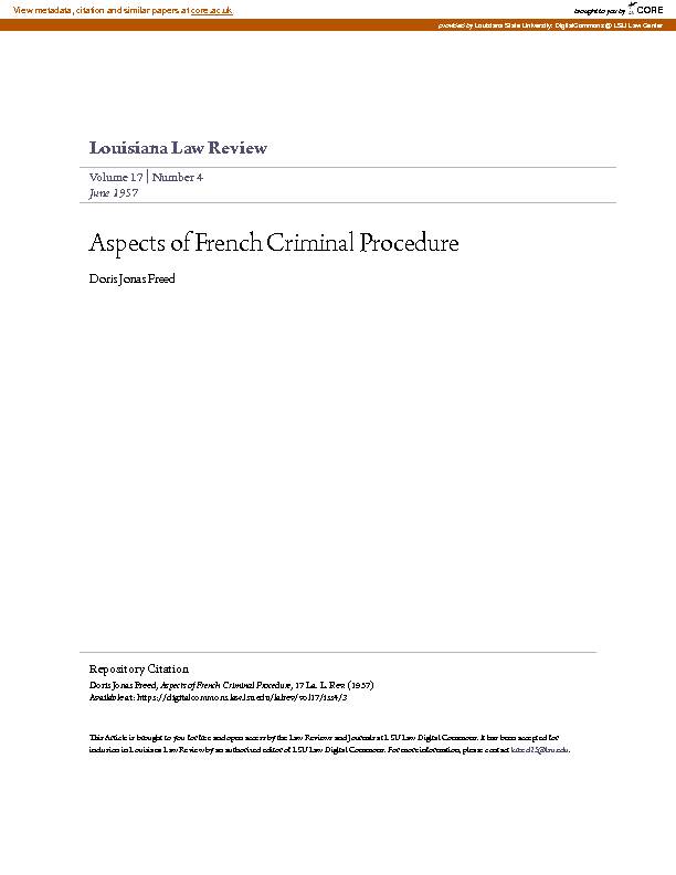 [PDF] Aspects of French Criminal Procedure - CORE