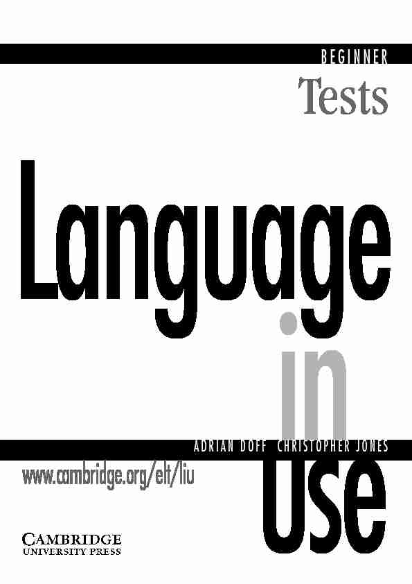 [PDF] Language In Use Beginner Tests