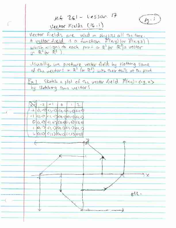 [PDF] Lesson 17: Vector Fields (161) - Purdue Math