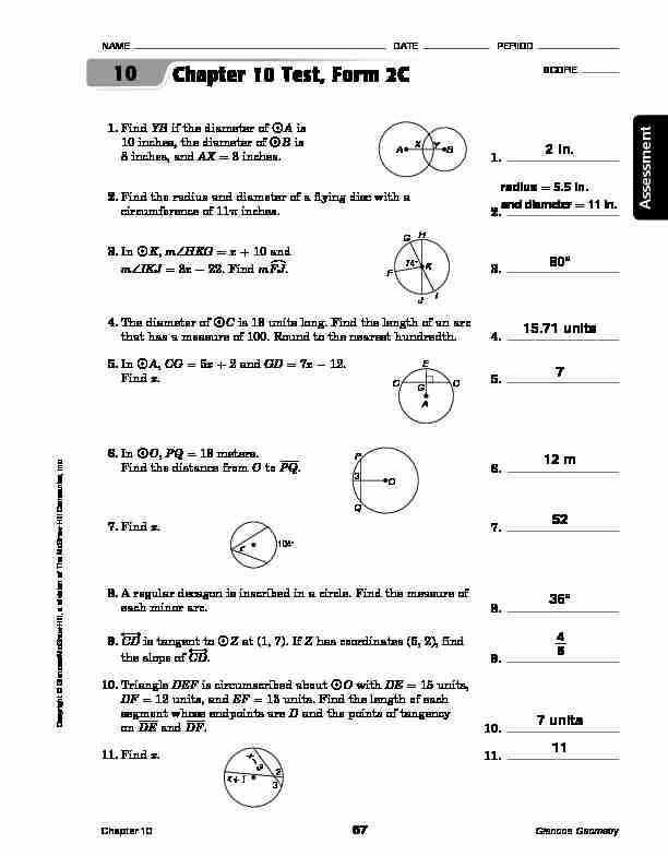 Chapter 10 Test Form 2C