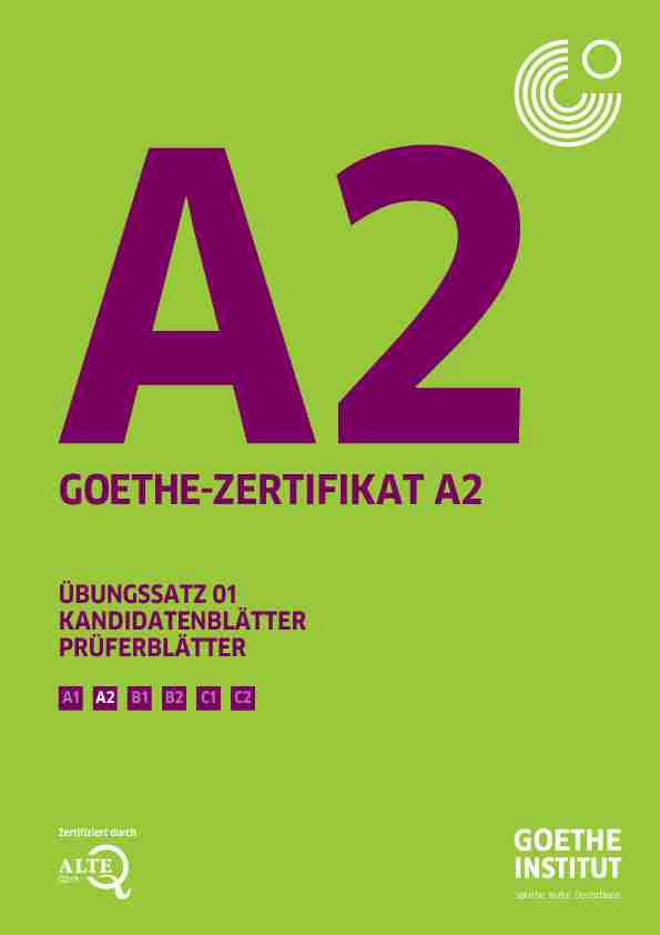 [PDF] GOETHE-ZERTIFIKAT A2 - Goethe-Institut