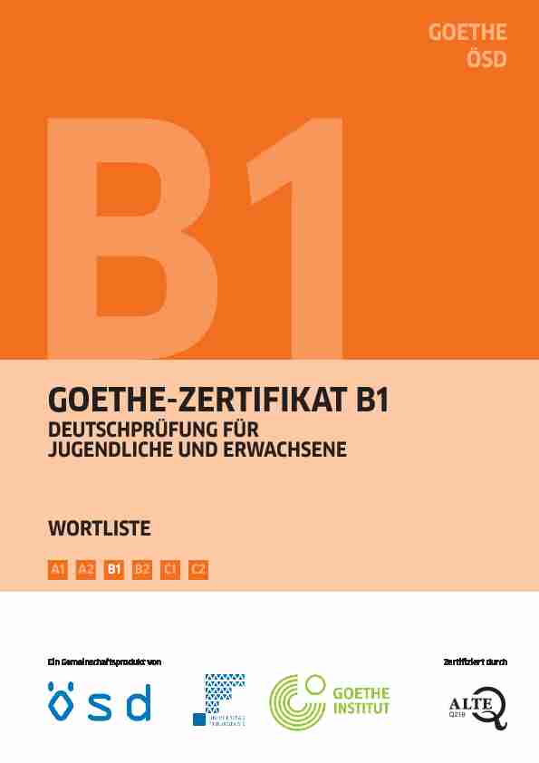 goethe-zertifikat b1 - deutschprüfung für jugendliche und erwachsene