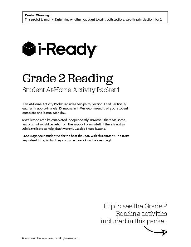 Grade 2 Reading - Student At-Home Activity Packet 1