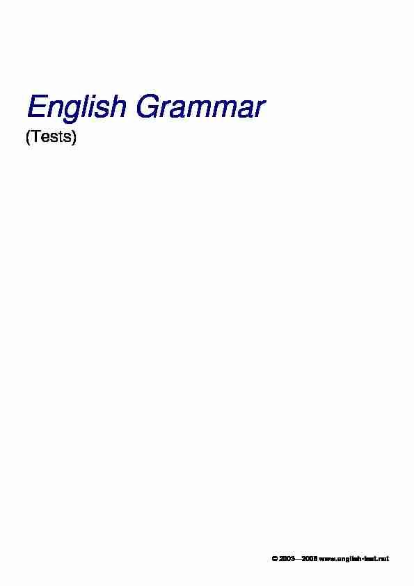 [PDF] English Grammar (Tests)