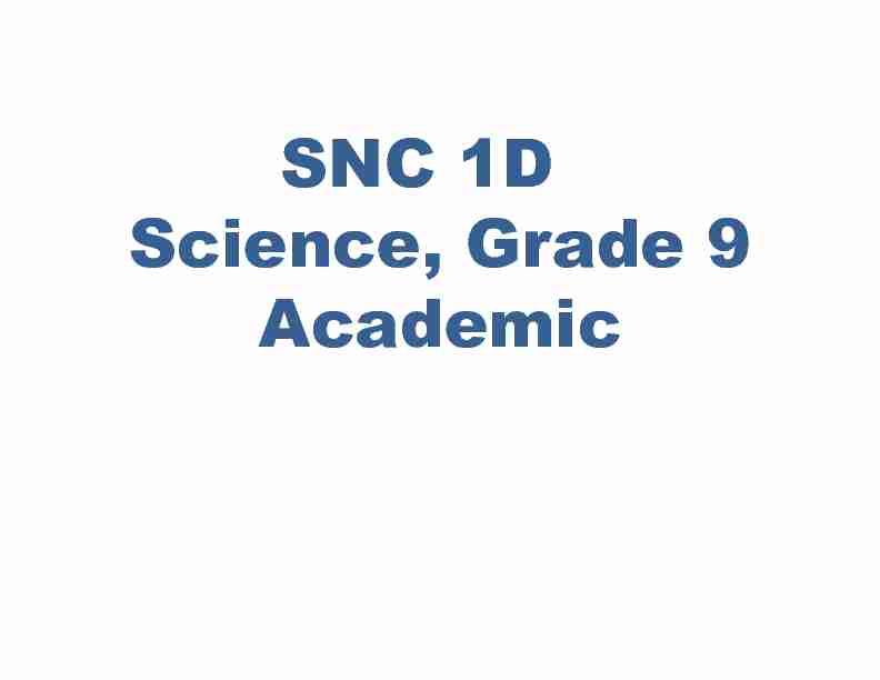 [PDF] SNC 1D Science, Grade 9 Academic - Weebly