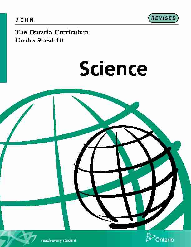 [PDF] The Ontario Curriculum, Grades 9 and 10: Science, 2008 (revised)
