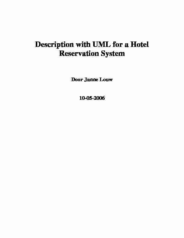 Description with UML for a Hotel Reservation System