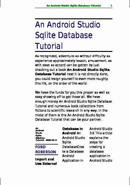 [PDF] An Android Studio Sqlite Database Tutorial Full PDF - Adecco