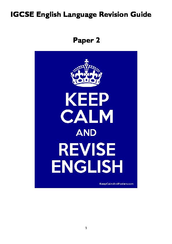 IGCSE English Language Revision Guide Paper 2