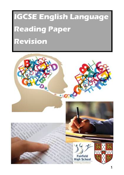 [PDF] IGCSE English Language Reading Paper Revision - Wadebridge