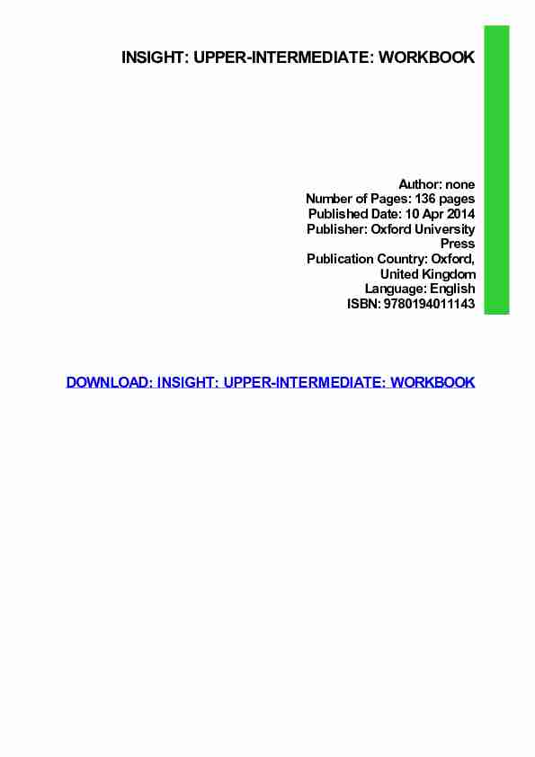 INSIGHT: UPPER-INTERMEDIATE: WORKBOOK - Webydo