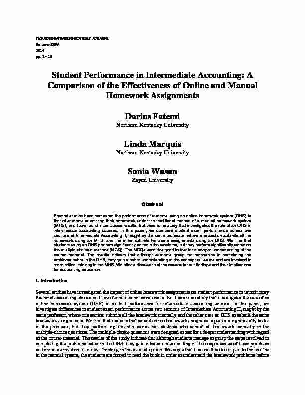 Student Performance in Intermediate Accounting: A Comparison of