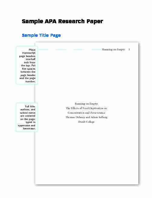 Sample APA Research Paper