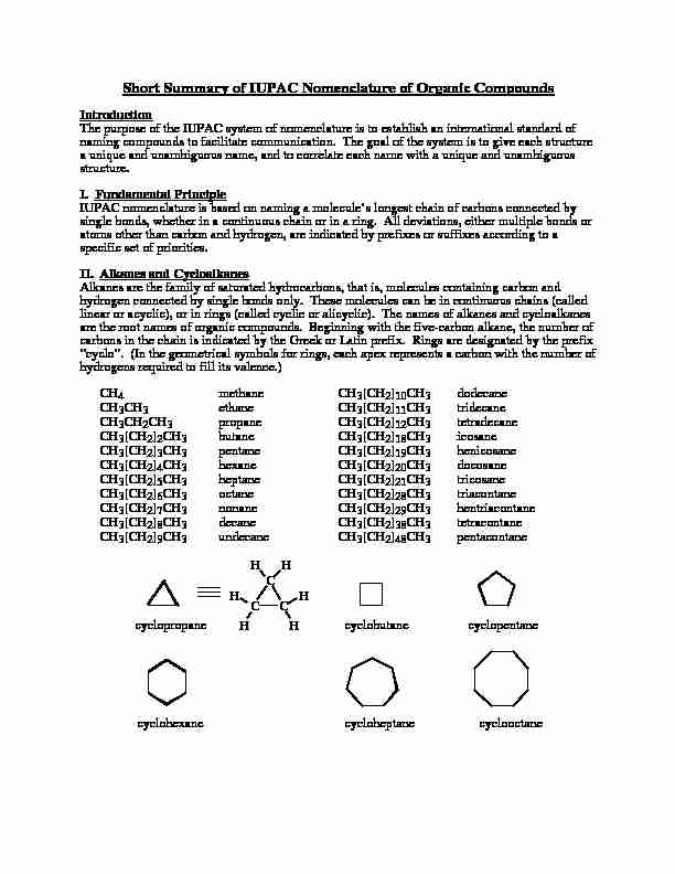 [PDF] Short Summary of IUPAC Nomenclature of Organic Compounds