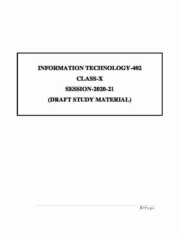 INFORMATION TECHNOLOGY-402 CLASS-X SESSION-2020-21