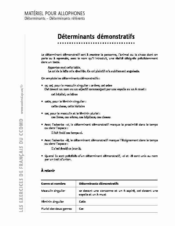 [PDF] Déterminants démonstratifs - CCDMD