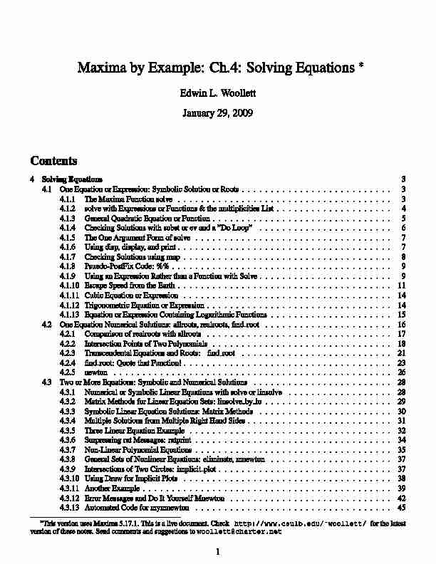 [PDF] Maxima by Example: Ch4: Solving Equations ∗ - CSULB