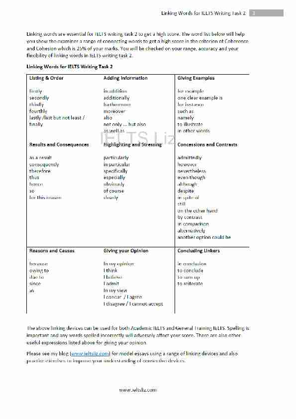 Linking Words for IELTS Writing Task 2