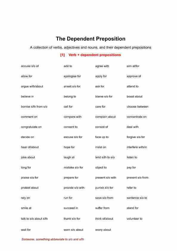 The Dependent Preposition