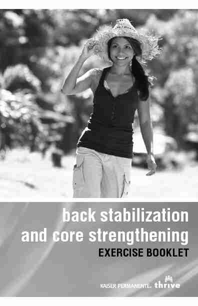 Spine - Lumbar: Back Stabilization and Core Strengthening Exercise