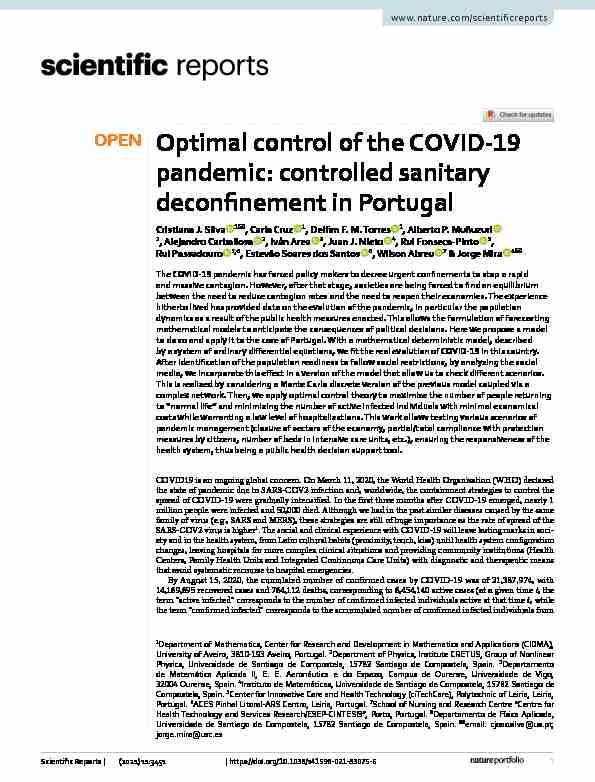 Optimal control of the COVID-19 pandemic - Nature