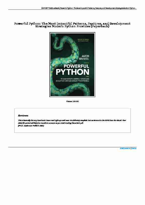 [PDF] Download Kindle // Powerful Python: The Most Impactful Patterns