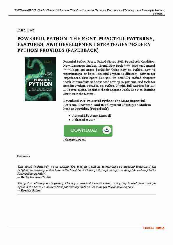 [PDF] Get Doc / Powerful Python: The Most Impactful Patterns, Features