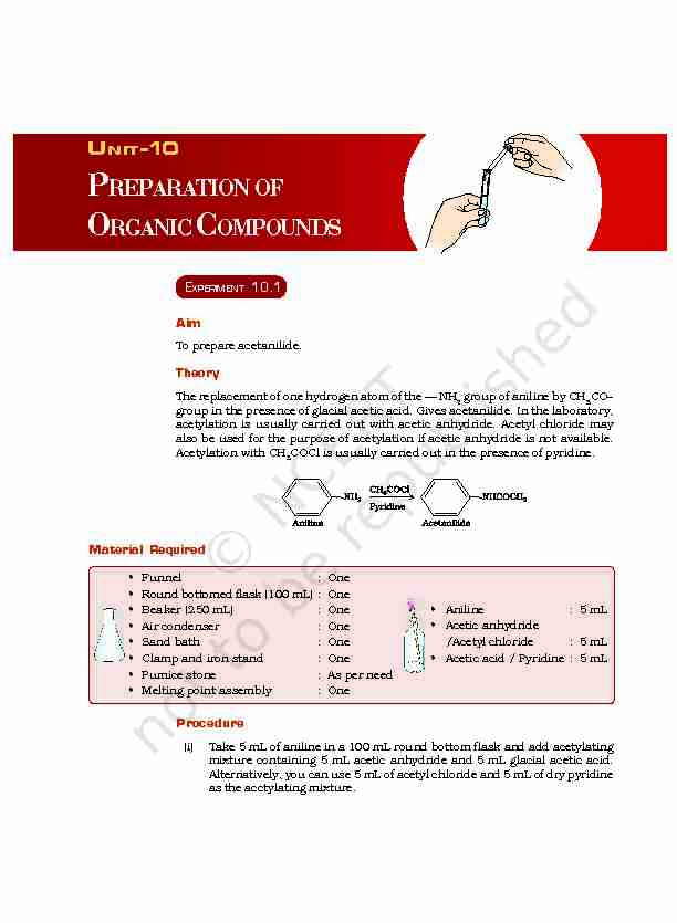UNIT-10 PREPARATION OF ORGANIC OMPOUNDS - NCERT