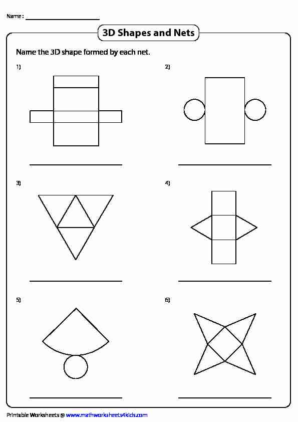 3D Shapes and Nets - Math Worksheets 4 Kids
