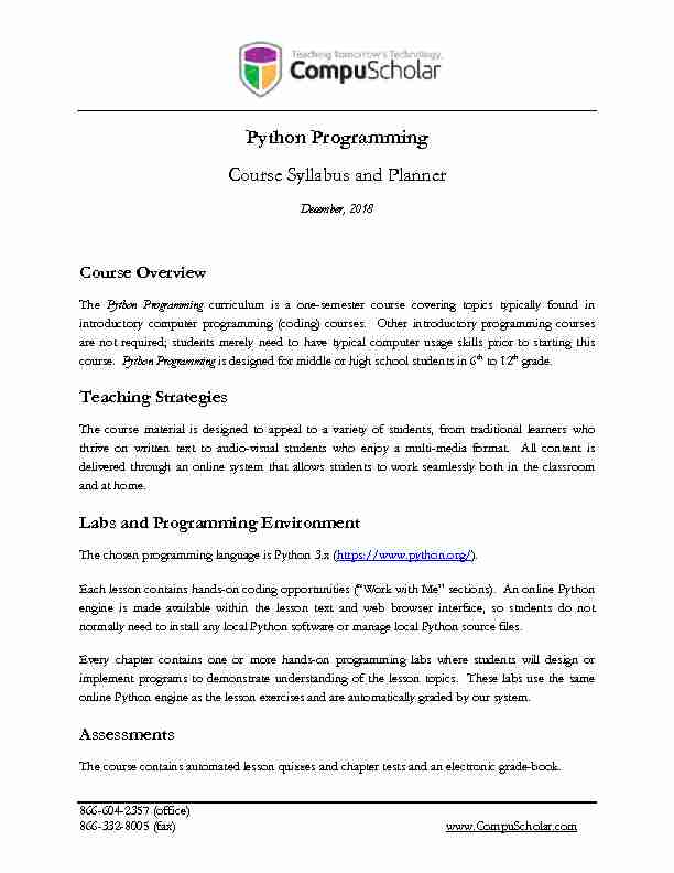 [PDF] Python Programming Course Syllabus and Planner - CS for All