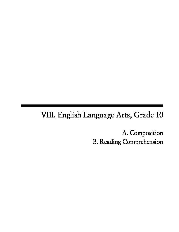 Grade 10 English Language Arts Reading Comprehension