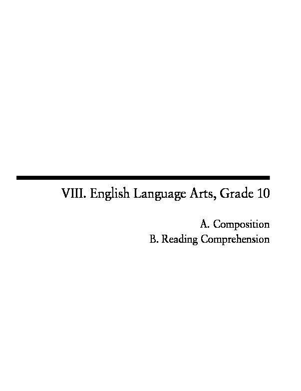 VIII English Language Arts Grade 10