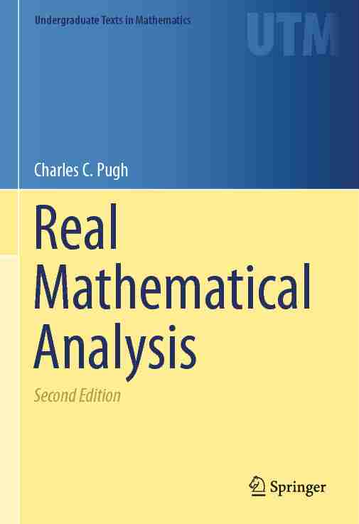Charles C. Pugh - Real Mathematical Analysis