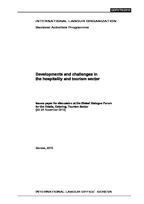 Developments and challenges in the hospitality and tourism sector