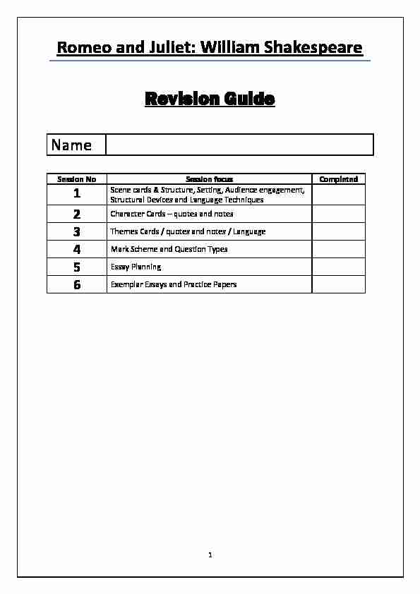 Romeo and Juliet: William Shakespeare Revision Guide