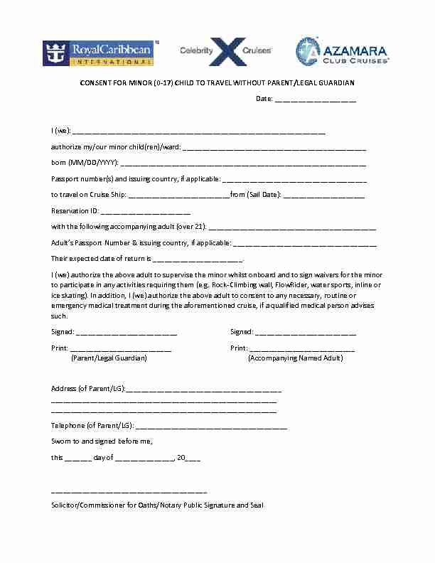 [PDF] Consent Form For Minor Children to Travel Without Parent/Legal