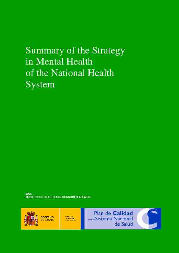 [PDF] Summary of the Strategy in Mental Health of the National Health