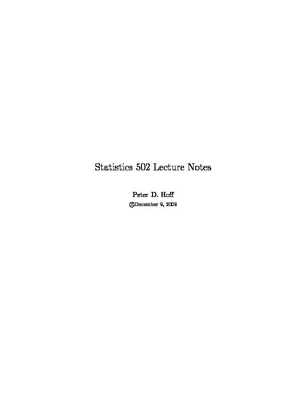 Statistics 502 Lecture Notes