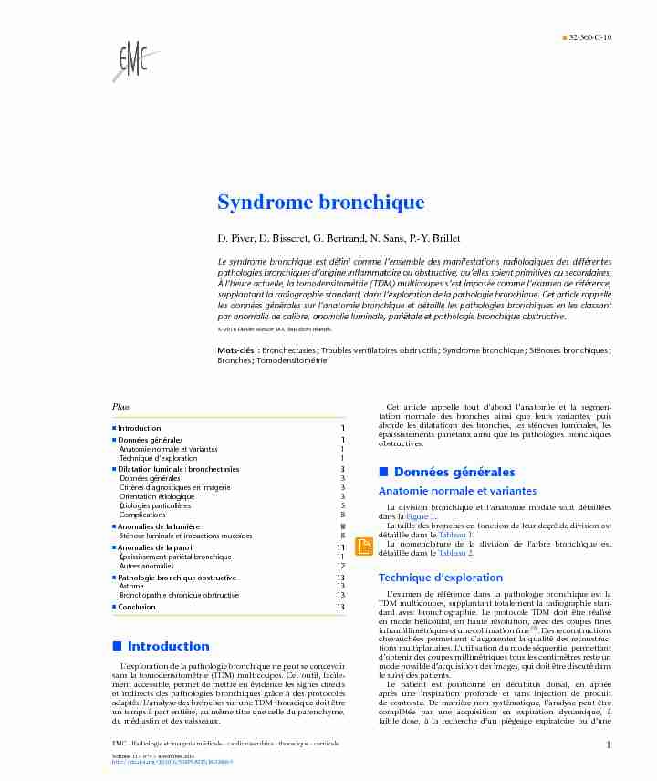 Syndrome bronchique