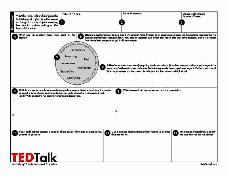 Ted Talk Worksheet - Flipped Learning Global Initiative: The