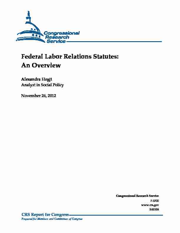 [PDF] Federal Labor Relations Statutes: An Overview - Federation of