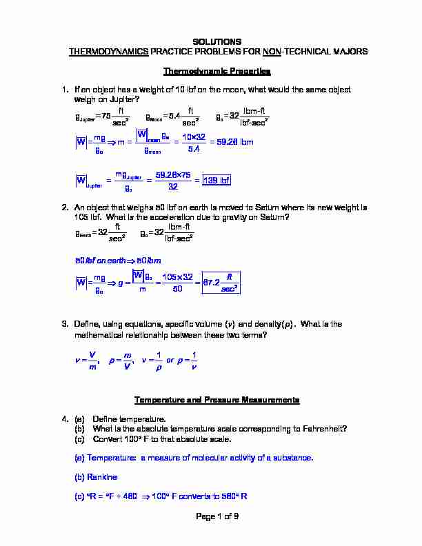 SOLUTIONS THERMODYNAMICS PRACTICE PROBLEMS FOR