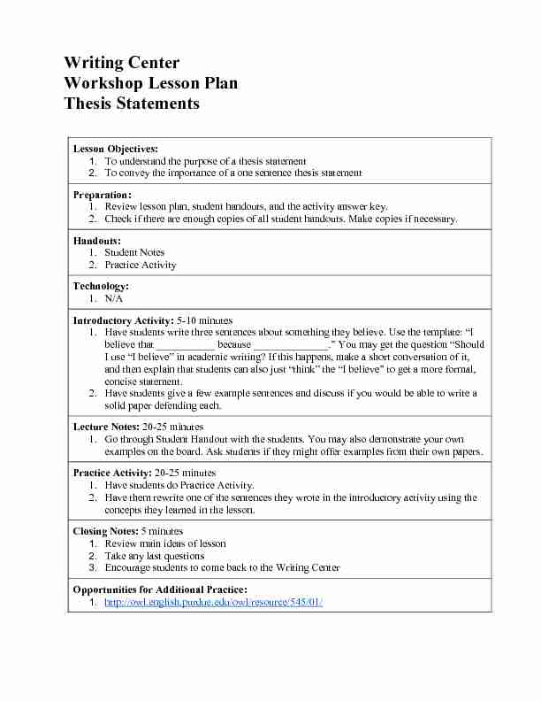 [PDF] Thesis Statements Lessonsdocx - North Park University