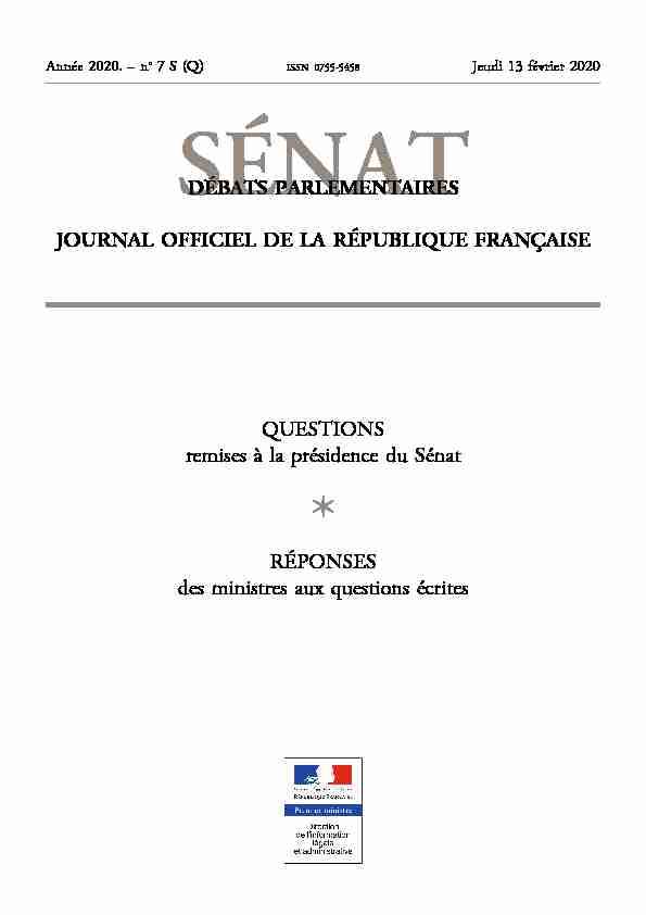 [PDF] 13 février - JO Débats parlementaires Questions-Réponses Sénat